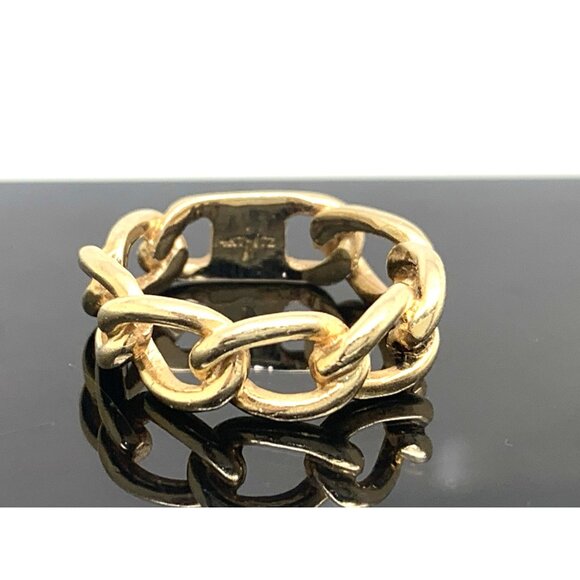 Wedding Band 14k Yellow Gold Ring 6.5mm Wide Curb Chain Estate Jewelry Size 6.5 - Picture 13 of 15